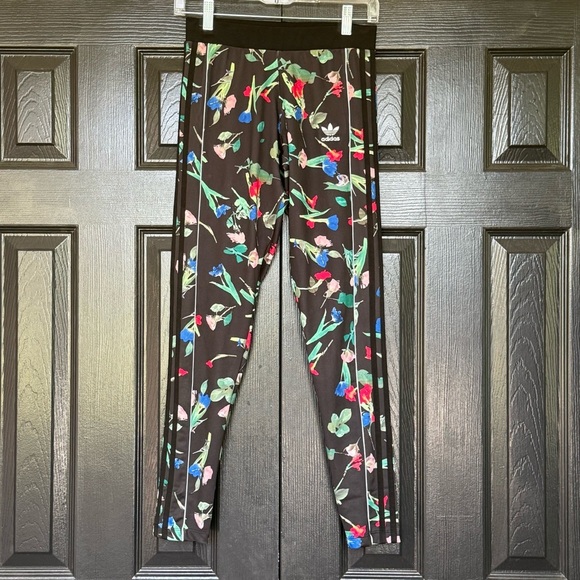 Adidas Triple Stripe Floral Leggings Small - Picture 3 of 12